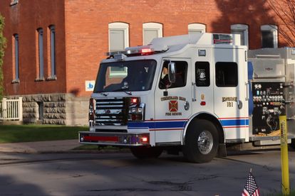 fire engine escorting an Honor Flight send-off